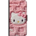 Miniatyrbilde 2 av 2: Kompatibelt Lommeboketui til Samsung Galaxy A03s Hello Kitty-inspirert rosa fluffdesign med et ikonisk katteansikt i kawaii-stil