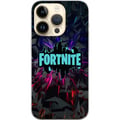 Pikkukuva 1 / 3: Yhteensopiva Puhelinkuori Apple iPhone 14 Pro Fortnite-juliste – Sininen neonlogo mustalla taustalla, pelidesign