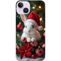 Miniatyrbild 1 av 3: Kompatibelt Mobilskal till Apple iPhone 14 Julkanin med tomteluva söt bunny winter red ornaments festive kawaii christmas cosy lights poster