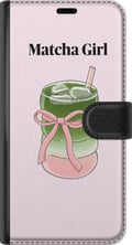 Pikkukuva 3 / 3: Yhteensopiva Lompakkokotelo Apple iPhone 11 Matcha Girl -kuvitus – kawaii-henkinen teen inspiroima design vaaleanpunaisella rusetilla