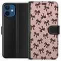 Miniatyrbilde 1 av 3: Kompatibelt Lommeboketui til Apple iPhone 12 sløyfe mønster leopard rosetter rosa søt mote jentete retro design trykk tapet stil rosa bakgrunn kunst