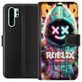 Miniatyrbild 1 av 3: Kompatibelt Plånboksfodral till Huawei P30 Pro Neonfärgad Roblox-inspirerad hoodie-figur med lysande effekter och energifylld bakgrund, kraftfull gam