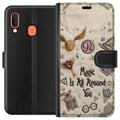 Pikkukuva 1 / 2: Yhteensopiva Lompakkokotelo Samsung Galaxy A20e Kirjailtu maaginen kuvitus, jossa on symboleja, sitaatteja ja fantasiamaailma unenomaisessa satutyyli