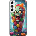 Pikkukuva 1 / 3: Yhteensopiva Puhelinkuori Samsung Galaxy S22 5G Zombie juliste karkkikuppi kauhu taide karkki pääkallo pelottava värikäs halloween karmiva design