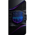 Miniatyrbild 2 av 2: Kompatibelt Plånboksfodral till Samsung Galaxy A20s FC Barcelona-emblem i neonblått och rosa med futuristisk metallkänsla