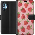 Pikkukuva 1 / 3: Yhteensopiva Lompakkokotelo Samsung Galaxy A32 5G Mansikkahaaveet - Retrot tyyli mansikkakuviointi