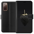 Miniatyrbillede 1 af 3: Kompatibel Tegnebogsetui til Samsung Galaxy S20 FE Luksus Jordbær