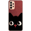 Miniatyrbilde 1 av 3: Kompatibelt Mobildeksel til Samsung Galaxy A23 Minimalistisk svart katt med store øyne – sjarmerende dyremotiv i moderne grafisk stil