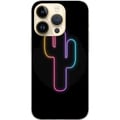 Miniatyrbillede 1 af 3: Kompatibel Mobilcover til Apple iPhone 14 Pro Neonillustration af en kaktus i pinkt og blåt lys mod mørk baggrund i moderne popæstetik