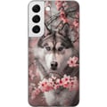 Pikkukuva 1 / 3: Yhteensopiva Puhelinkuori Samsung Galaxy S22 5G Siperianhusky juliste koira siniset silmät kirsikankukat koira susi luonto eläin kukat söpö retro des