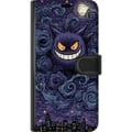Pikkukuva 3 / 3: Yhteensopiva Lompakkokotelo Samsung Galaxy S22 Ultra 5G Pokémon Gengar -kuvitus – Tumma aihe, jossa on tähtitaivas ja kaupunkitaidetta