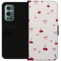 Miniatyrbilde 1 av 3: Kompatibelt Lommeboketui til OnePlus 9 Pro Kirsebærhjerter og sløyfer med kirsebær, rosa sløyfer og hjerter i et sjarmerende og søtt design