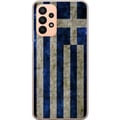 Pikkukuva 1 / 3: Yhteensopiva Puhelinkuori Samsung Galaxy A23 Kreikan lippuaiheinen taide sinivalkoisella vintagekuviolla Kreikasta ja klassisesta muotoilusta pitävil