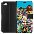 Pikkukuva 1 / 3: Yhteensopiva Lompakkokotelo Apple iPhone 5s Roblox Party värikäs kuvitus, jossa on pelihahmoja ja pelienergiaa kaikille faneille