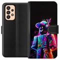 Miniatyrbilde 1 av 3: Kompatibelt Lommeboketui til Samsung Galaxy A53 5G Roblox Neon Player Fargerik Roblox-figur i neonfarger mot svart bakgrunn i moderne gamingstil