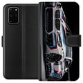 Miniatyrbilde 1 av 3: Kompatibelt Lommeboketui til Samsung Galaxy S20+ BMW M Power-illustrasjon – nærbilde av sportsbil i hvitt racingdesign