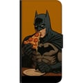 Miniatyrbilde 2 av 2: Kompatibelt Lommeboketui til Samsung Galaxy A03s Batman-plakat spiser pizza DC Comics-helt tegneserie retro humor morsom matillustrasjon morsom kunst