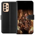 Miniatyrbilde 1 av 3: Kompatibelt Lommeboketui til Samsung Galaxy A53 5G Stranger Things-gruppebilde med heltene i et mørkt fantasimiljø og en truende skapning