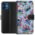 Miniatyrbilde 1 av 3: Kompatibelt Lommeboketui til Apple iPhone 12 Disney Stitch-julemønster – søt Stitch-juldesign med nisseluer, reinsdyrhorn og blå bakgrunn