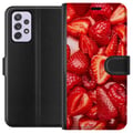 Miniatyrbillede 1 af 3: Kompatibel Tegnebogsetui til Samsung Galaxy A52s 5G Jordbærmønster - sødt motiv med sommerstemning