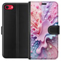 Miniatyrbilde 1 av 3: Kompatibelt Lommeboketui til Apple iPhone 7 Pastell-splashdesign – Abstrakt kunst i rosa, blått og lilla fargemønster