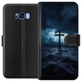 Miniatyrbild 1 av 2: Kompatibelt Plånboksfodral till Samsung Galaxy S8 Kors i stormigt hav dramatisk kristen tavla med kors och vågor religiöst motiv ocean himmel faith a