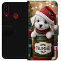 Miniatyrbild 1 av 2: Kompatibelt Plånboksfodral till Samsung Galaxy A20s December valp jul söt hund tomteluva cosy christmas puppy festive snow lights adorable holiday po