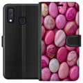 Miniatyrbillede 1 af 2: Kompatibel Tegnebogsetui til Samsung Galaxy A40 Rosa marmorsten luksuriøst pastelmønster med blank overflade perfekt til moderne og chic design