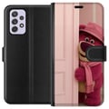 Miniatyrbillede 1 af 3: Kompatibel Tegnebogsetui til Samsung Galaxy A52s 5G Lyserød bamse med hat og tørklæde, sødt pastelfarvet design fyldt med kærlighed, humor og varme