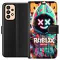 Pikkukuva 1 / 3: Yhteensopiva Lompakkokotelo Samsung Galaxy A33 5G Neonvärinen Roblox-henkinen hupparihahmo, jossa on hohtavia tehosteita ja energinen tausta, voimaka