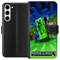Miniatyrbilde 1 av 3: Kompatibelt Lommeboketui til Samsung Galaxy S23+ Minecraft Creeper mobilskal i klassisk grön pixelstil