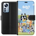 Miniatyrbillede 1 af 3: Kompatibel Tegnebogsetui til Xiaomi 12 Pro Bluey mobilcover med hele familien i farverigt design