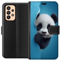 Miniatyrbilde 1 av 3: Kompatibelt Lommeboketui til Samsung Galaxy A53 5G Søt panda som titter frem gjennom papir i myk 3D-illustrasjon