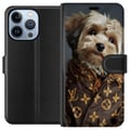 Miniatyrbillede 1 af 4: Kompatibel Tegnebogsetui til Apple iPhone 13 Pro Lille hund i luksusjakke, elegant og sjovt design til modeelskere og hundeejere med stil