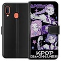 Pikkukuva 1 / 2: Yhteensopiva Lompakkokotelo Samsung Galaxy A20e Kpop Demoninmetsästäjät Huntrix Trio Violetit Tähdet Retro Kosminen Idolihehku