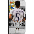 Miniatyrbild 2 av 2: Kompatibelt Plånboksfodral till Samsung Galaxy A20s Real Madrid Jude Bellingham med försvarare i nummer 5 tröja stort klubbemblem svartvit kontrast a
