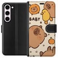 Miniatyrbillede 1 af 3: Kompatibel Tegnebogsetui til Samsung Galaxy S23 Kawaii-kapivarillustration – Sødt tegnet design med ænder og appelsiner