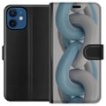 Miniatyrbilde 1 av 3: Kompatibelt Lommeboketui til Apple iPhone 12 Blått kjededesign i metallisk tone, moderne industriell stil med dybde og en tredimensjonal følelse