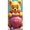 Miniatyrbillede 4 af 4: Kompatibel Tegnebogsetui til Apple iPhone 13 Pro Sød gul bjørn inspireret af Peter Plys med hjerteformet lyserødt glas og honning, et varmt og charme