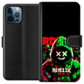 Pikkukuva 1 / 3: Yhteensopiva Lompakkokotelo Apple iPhone 12 Pro Max Roblox Shadow Squad -designi tummalla, neonhenkisellä tyylillä, jossa on vihreitä ja punaisia kon