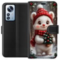 Pikkukuva 1 / 3: Yhteensopiva Lompakkokotelo Xiaomi 12 Pro Joulukarhu punainen pipo suloinen karhu pieni kuusi kawaii kodikas talvi metsä juhlava joulu taidejuliste