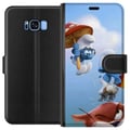 Miniatyrbild 1 av 2: Kompatibelt Plånboksfodral till Samsung Galaxy S8 Smurfarna poster blå comic figurer retro cartoon Schtroumpfs serie barndom classic characters desig