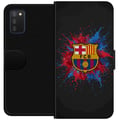 Miniatyrbilde 1 av 2: Kompatibelt Lommeboketui til Samsung Galaxy A03s Barcelona Splash Art med FC Barcelonas emblem i blått og rødt, perfekt for fotballfans