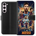 Miniatyrbild 1 av 3: Kompatibelt Plånboksfodral till Samsung Galaxy S23+ Messi poster Argentina Barcelona fotboll legend GOAT World Cup number 10 soccer player retro art