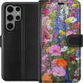 Miniatyrbillede 1 af 3: Kompatibel Tegnebogsetui til Samsung Galaxy S23 Ultra Blomstret mobilcover med sommerlig eng og naturmotiv