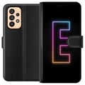 Miniatyrbilde 1 av 3: Kompatibelt Lommeboketui til Samsung Galaxy A53 5G Minimalistisk neonbokstav E i lysende farger mot mørk bakgrunn