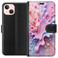 Miniatyrbillede 1 af 3: Kompatibel Tegnebogsetui til Apple iPhone 13 mini Pastel-splashdesign – Abstrakt kunst i rosa, blåt og lilla farvemønster