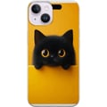 Miniatyrbild 1 av 3: Kompatibelt Mobilskal till Apple iPhone 14 Svart katt som kikar upp över kant – ren och trendig illustration med lekfullt uttryck och stora ögon