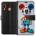 Pikkukuva 1 / 2: Yhteensopiva Lompakkokotelo Samsung Galaxy A20e Värikäs Mikki Hiiri -hahmo futuristinen kromi kiiltävä Disney poptaide moderni eloisa hahmoaihe julis