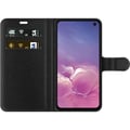 Miniatyrbild 2 av 3: Kompatibelt Plånboksfodral till Samsung Galaxy S10e FC Barcelona-emblem i neonblått och rosa med futuristisk metallkänsla